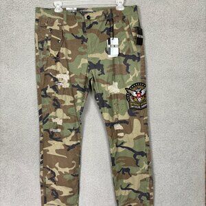 Decibel Men's Camo Rip Stop Stretch Pants Distressed Straight Leg 42W X 35L NWTs